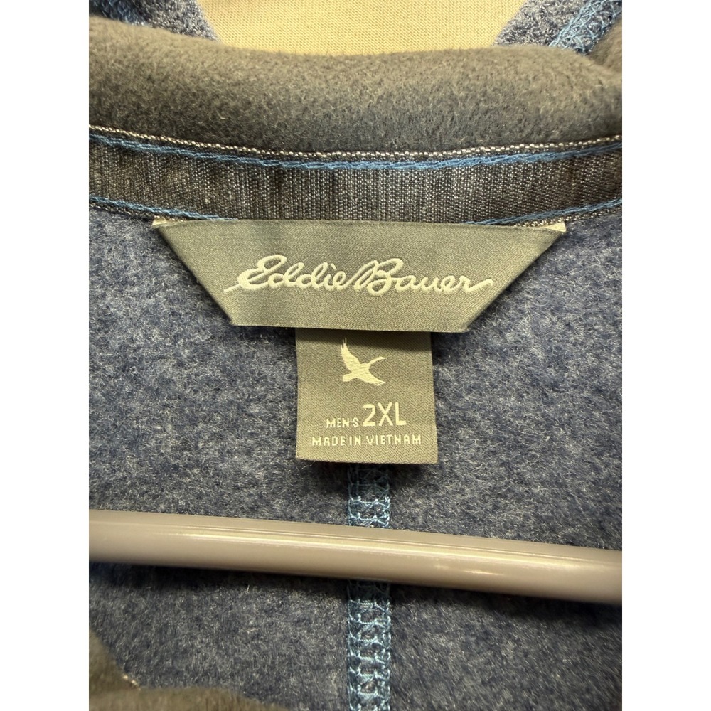 Eddie Bauer Pullover Mens 2XL Blue Quarter Zip Fleece Sweater Casual Heathered - Picture 4 of 8